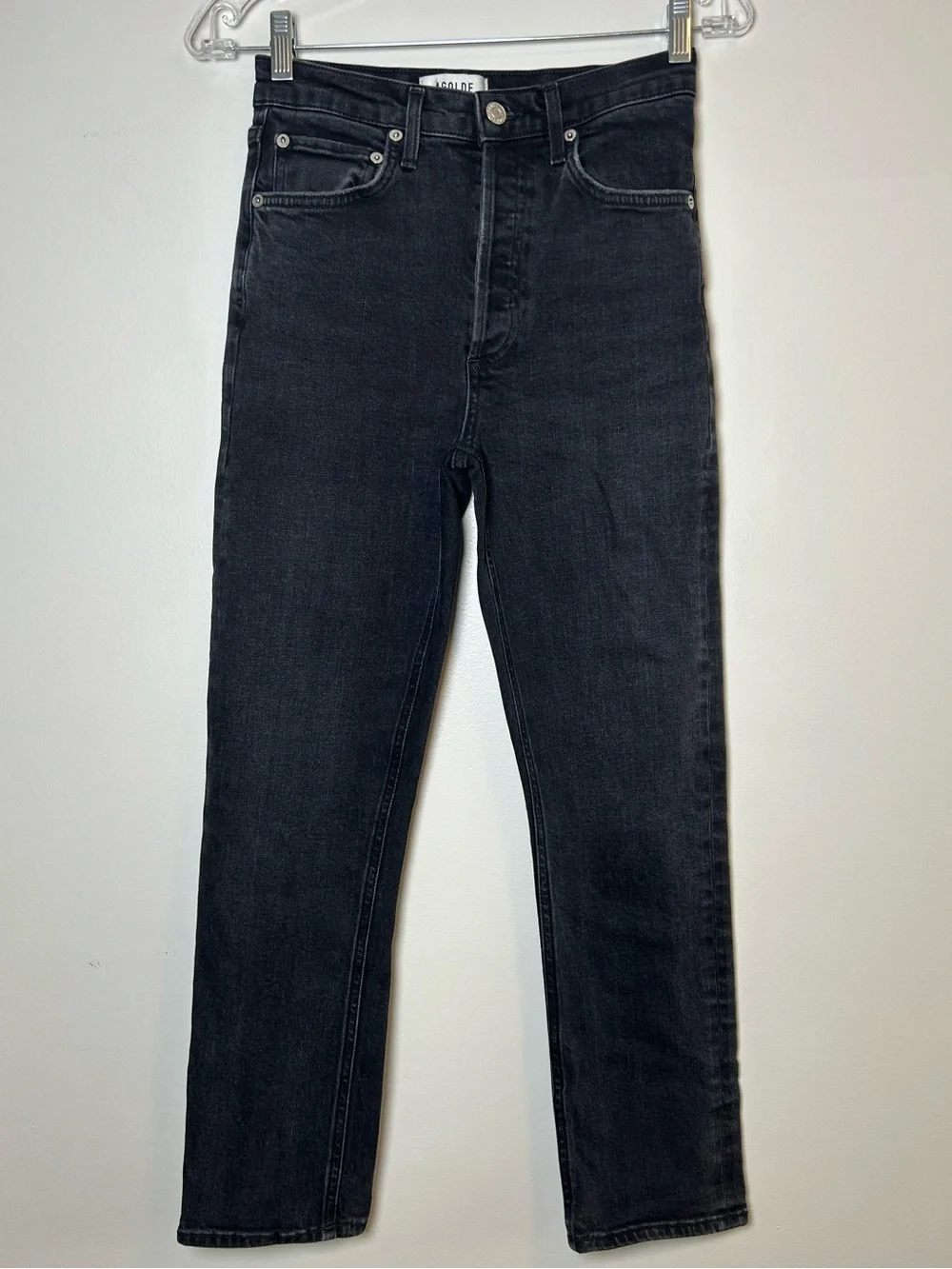 AGOLDE Riley bottom fly Black Straight-Leg Jeans women’s 25 high rise premium